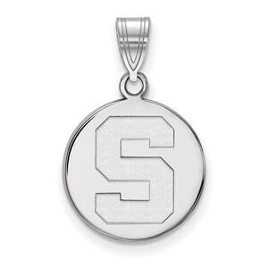 10k White Gold Michigan State Medium Disc Pendant
